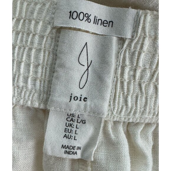 Joie 100% Linen Floral Pants Wide Leg Cropped Boho Vacation Resort Womens Sz LG - Picture 3 of 7